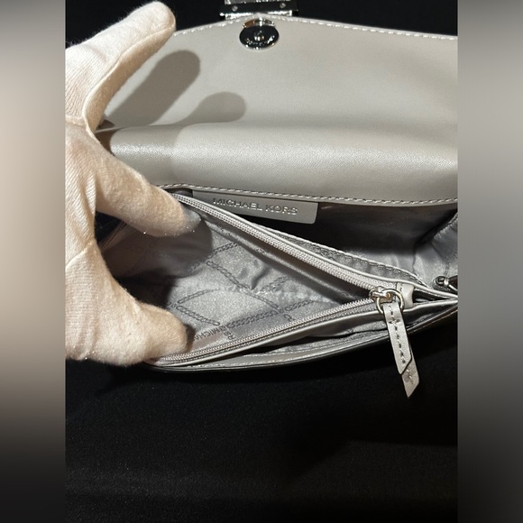 Michael Kors Penelope Medium Metallic Faux Leather Clutch - Picture 8 of 11